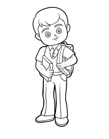 Раскраска мальчик с портфелем