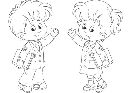 Раскраска ученик с портфелем