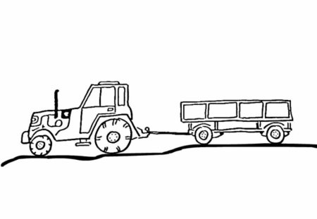 Трактор с прицепом раскраска для малышей