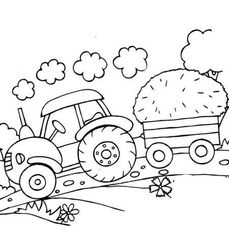 Раскраски для мальчиков трактор с прицепом