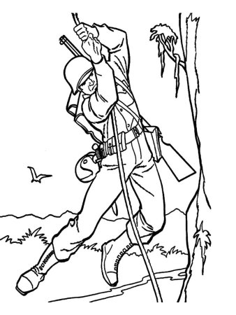 Раскраска военные солдаты