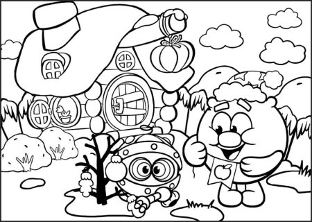 Смешарики раскраска Копатыч