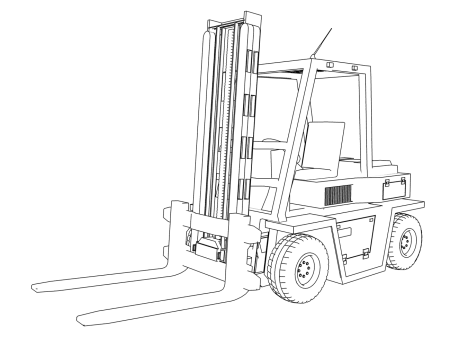 Вилочный погрузчик вид спереди вектор