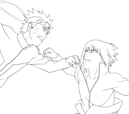 Раскраска Наруто и Саске