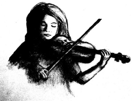 Скрипачка рисунок карандашом