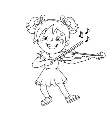 Раскраска девочка со скрипкой