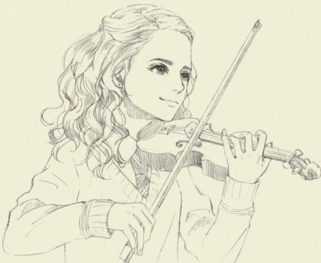 Раскраска девочка со скрипкой