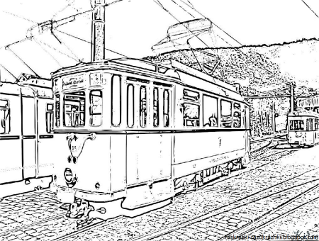 Трамвай раскраска