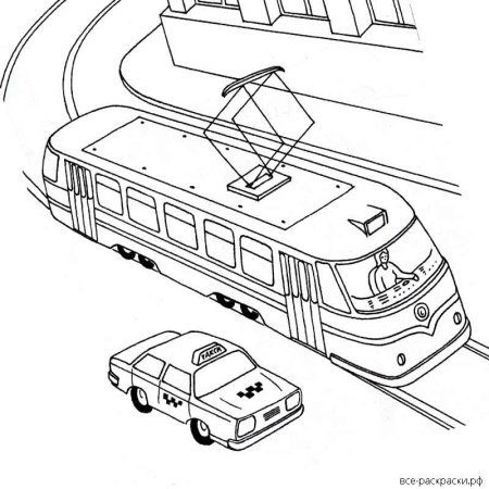 Трамвай раскраска для детей