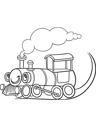 Раскраска веселый паровозик