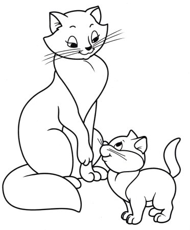 Раскраска кошка с котятами