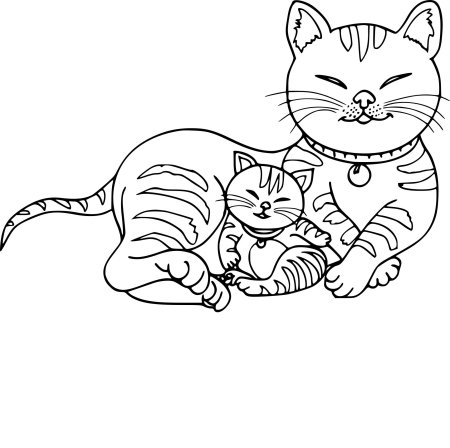 Кошка раскраска для детей