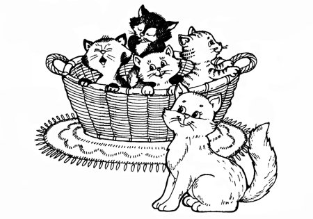 Кошка раскраска для детей