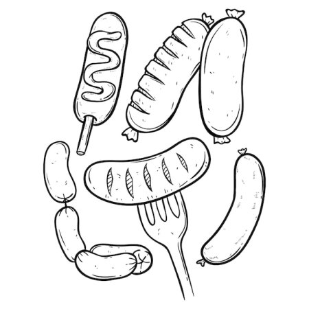 Колбаса раскраска для детей