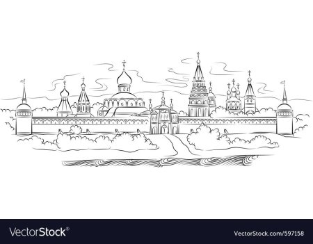 Ипатьевский монастырь Кострома рисунок вектор
