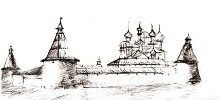 Соловецкий монастырь рисунок карандашом