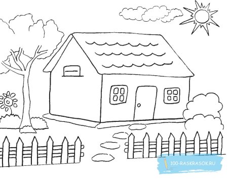 Домик раскраска для малышей