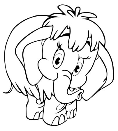 Мама для мамонтенка. Раскраска