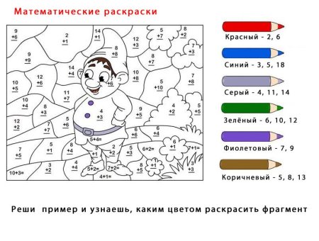 Задания 1 класс математика раскраска в пределах 10