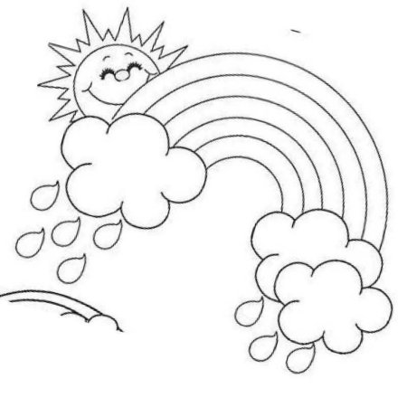 Солнышко и Радуга раскраска