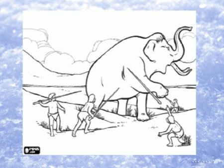 Раскраска охота на мамонта