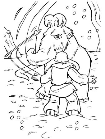 Раскраска охота на мамонта