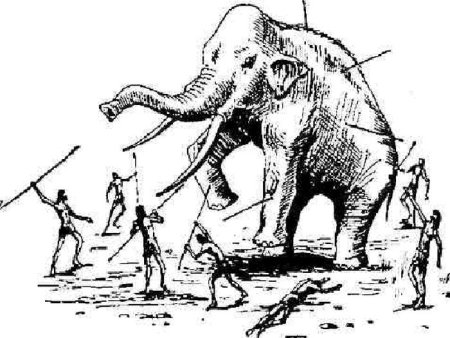 Раскраска охота на мамонта