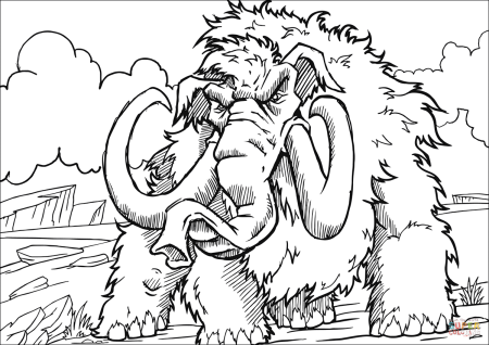 Мамонт раскраска для детей