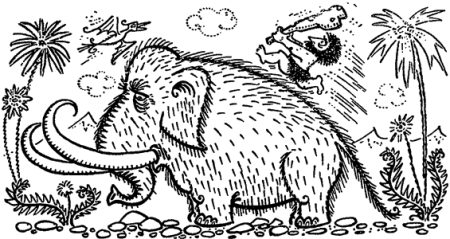 Древние люди с мамонтом раскраска