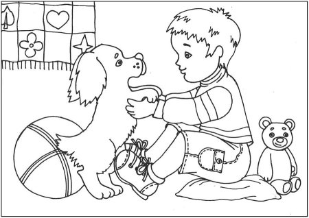 Раскраска прогулка с собакой