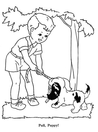 Человек гуляет с собакой рисунок