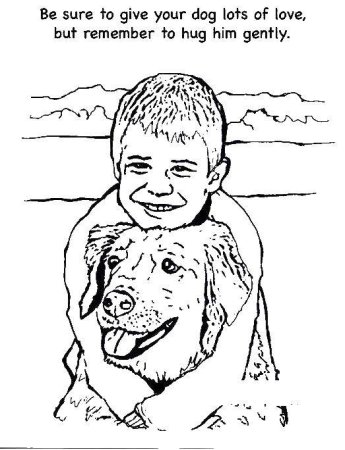 Раскраска мальчик с собакой