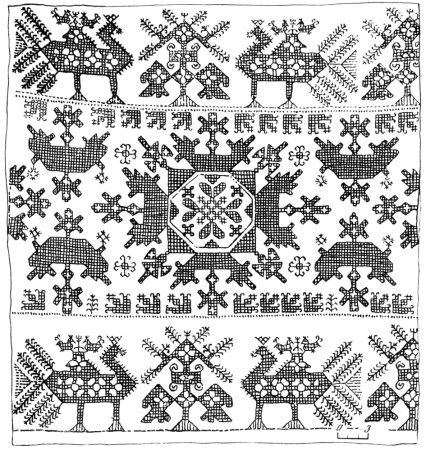 Эскиз узора по мотивам русской народной вышивки
