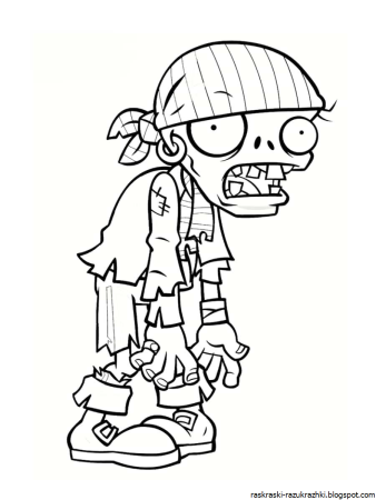 Plants vs Zombies раскраска зомби
