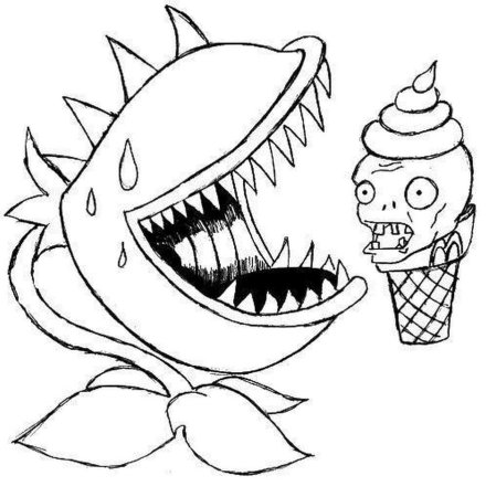 Plants vs Zombies Зубастик раскраска