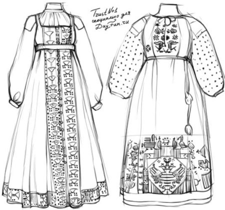 Эскиз русского народного праздничного костюма