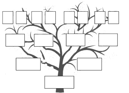 Шаблон и трафарет дерева для вырезания из бумаги, родословное и генеалогическое дерево
