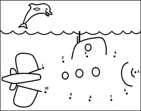 Соединить точки по цифрам до 10