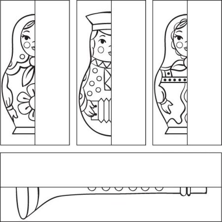 Дорисуй вторую половину матрешки