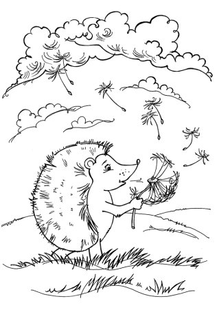 Ежик в тумане раскраска