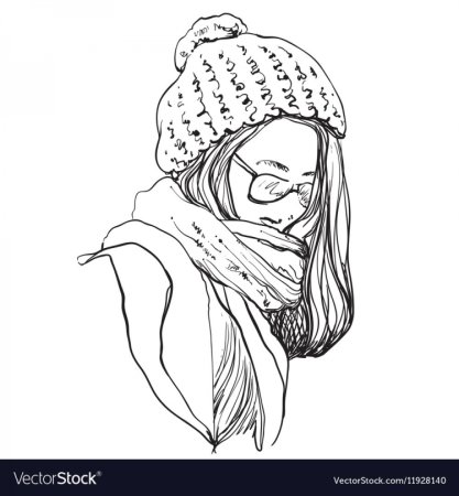 Девушка в шапке эскиз