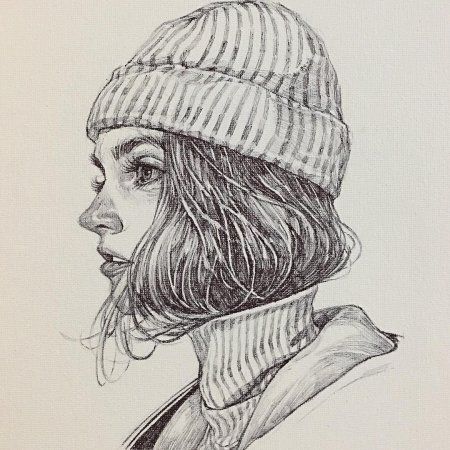Девушка в шапке рисунок