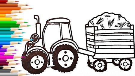 Трактор с прицепом раскраска для детей
