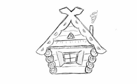 Бревенчатый дом раскраска