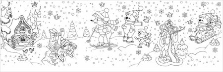 Зимние раскраски Снеговик