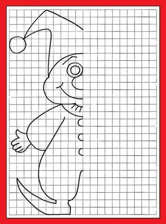 Дорисовать вторую половину рисунка по клеточкам