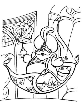 Алладин на ковре самолете раскраска