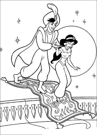 Раскраска алладин и Жасмин