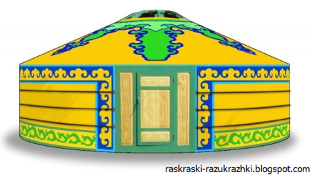 Бурятская юрта трафарет