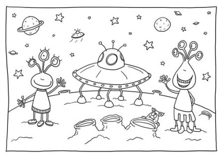 Раскраска космос инопланетяне для детей